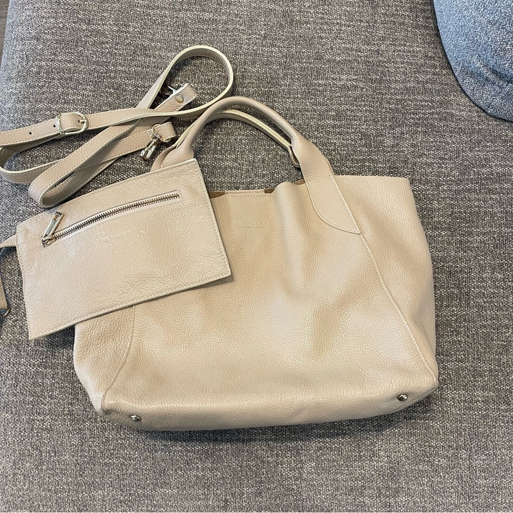 Paulina Elegant Beige Leather Tote Bag